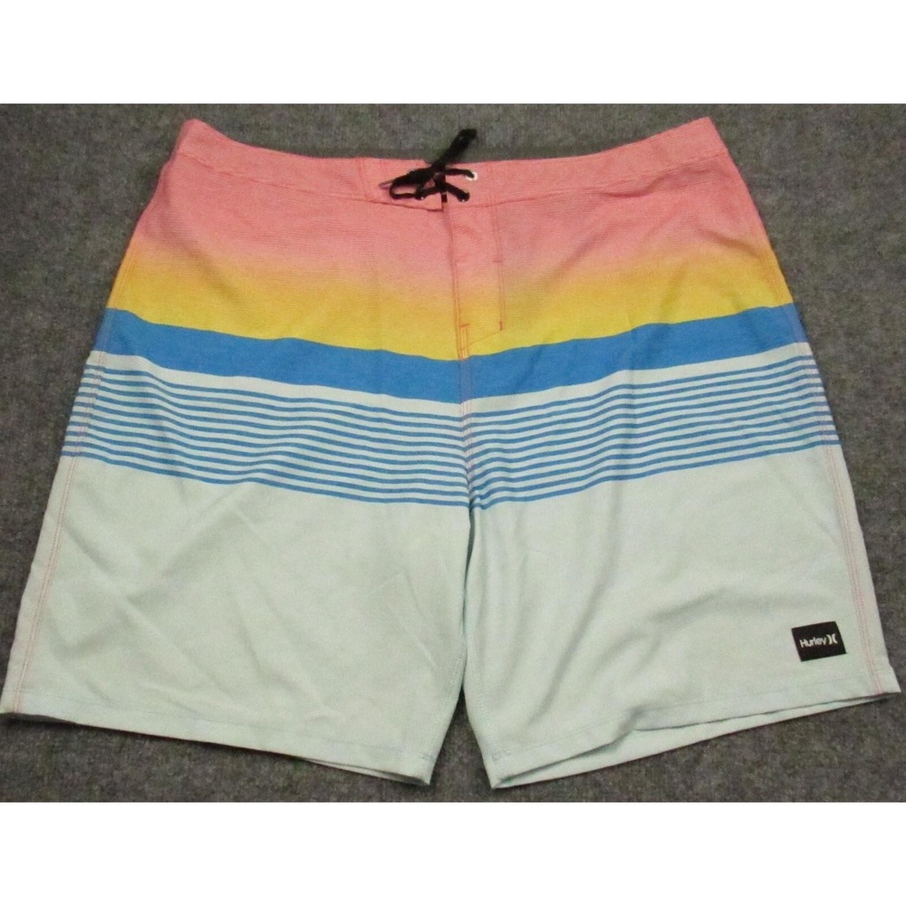 Hurley Board Shorts Mens 38 Ombre Striped Sunset Beachwear Swim Trunks Surfwear